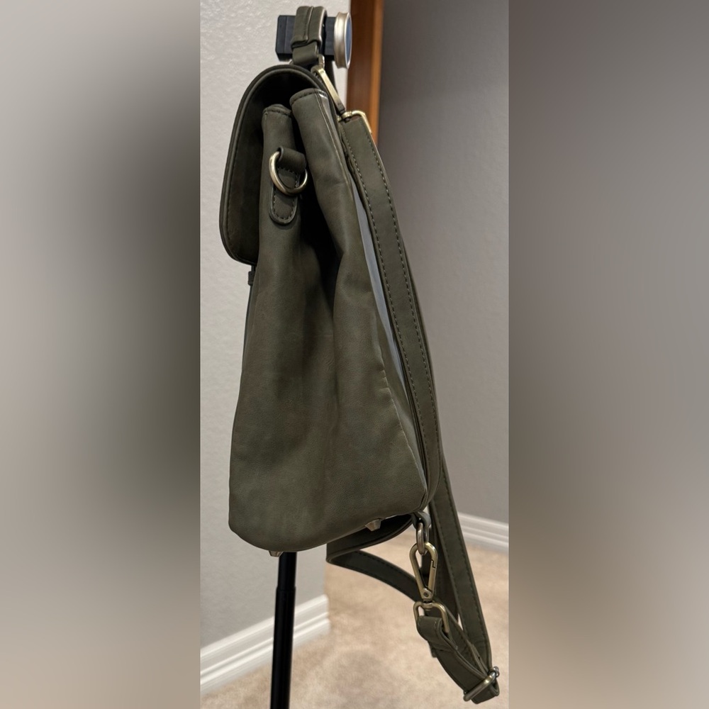Street Level Maxi Convertible Olive Green Backpack Purse - Picture 9 of 14